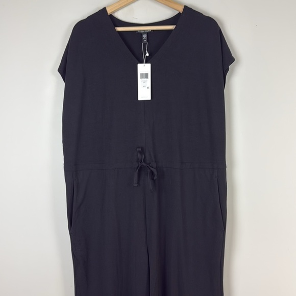 Eileen Fisher Fine Jersey Wide-Leg Jumpsuit Black NEW - Picture 6 of 12